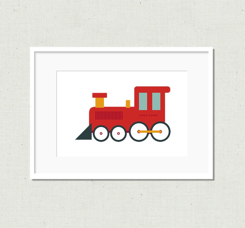 Digital Nursery Print Train Art Train Print Toy Train Red - Etsy