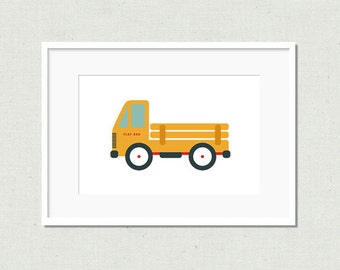 Digital download, modern nursery art, kids room art, nursery art, digital nursery print, nursery decor, truck print, yellow truck, kids art