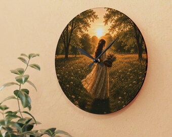 Deborah Peach™ Peaceful Garden acryl wandklok | Vintage wanddecoratie | Elegante woondecoratie