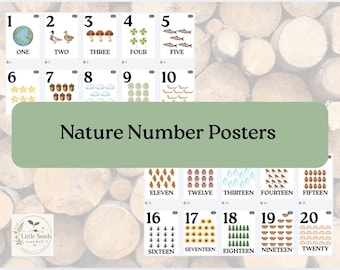 Nature Number Cards 1-20 Printable | Woodland Classroom Decor | Homeschool Counting Cards | Instant Download