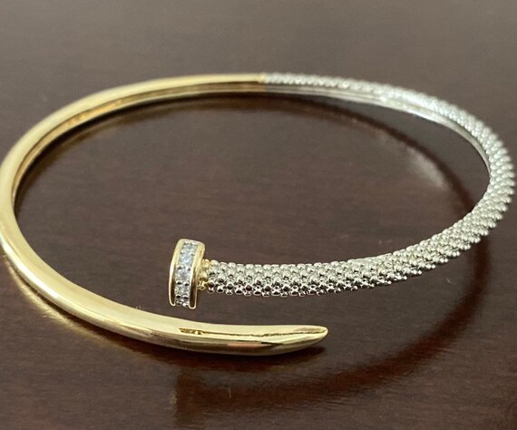 Nail bracelet, Nail bangle bracelet, Gold nail bracelet, Diamond Nail Bracelet, Gifts for her