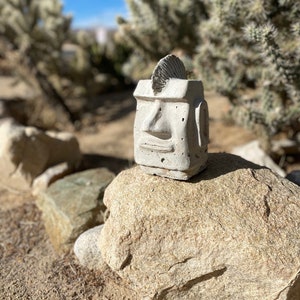 Female Concrete Easter Island with a Mohawk