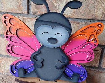 Butterfly Shelf Sitter | Hand Painted Wooden Decor | Interchangeable Hat Home Decoration