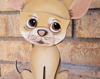 Chihuahua Shelf Sitter | Hand Painted Wooden Decor | Interchangeable Hat Home Decoration