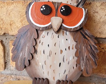 Owl Shelf Sitter | Hand Painted Wooden Decor | Interchangeable Hat Home Decoration