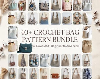 40+ Crochet Bag Patterns Bundle | Tote, Market, Granny Square (Digital Download)