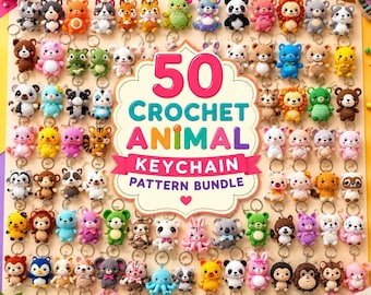 Crochet Keychain Patterns Bundle, Amigurumi Keychain PDF Patterns, Mini Crochet Animals, DIY Bag Charms, Instant Download
