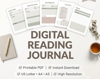 Digital Reading Journal | Book Tracker, Planner (Digital Download)