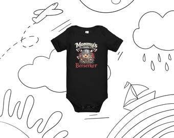 Mommy's little Berserker | Kurzärmliger Baby-Einteiler im Wikingerdesign