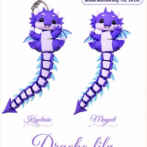 Flexi Drache & Einhorn Schlüsselanhänger oder Magnet | Bewegliche 3D Druck Figur | Fantasy Tier | Geschenk