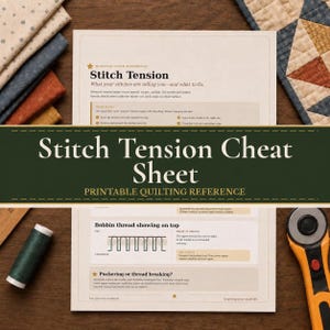 Sewing Machine Tension Adjustment Guide for Quilters Troubleshooting Loops and Bobbin Thread Problems Printable Cheat Sheet Instant Download