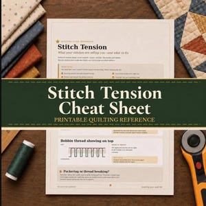 Sewing Machine Tension Adjustment Guide for Quilters Troubleshooting Loops and Bobbin Thread Problems Printable Cheat Sheet Instant Download