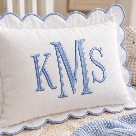 Personalized Embroidered Monogram Pillowcases , Custom Name Nursery Decor Cushion, Baby Room Decor, Dorm Room Pillow, Slumber Party Gift