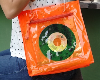 Translucent Neon Vinyl Midsized Tote for 45rpm Display