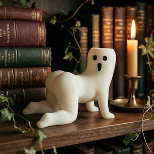 Crawling Booty Ghost Planter, Cheeky Spooky Halloween Figurine, Cute Gothic Succulent Pot, Hilarious Desk Decor