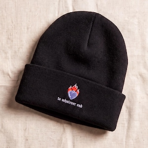 To Whatever End Beanie, Sacred Heart Embroidered Beanie, Gothic Bookish Gift, Dark Academia Winter Hat, Romantasy Reader Gift, Cuffed Beanie