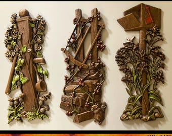 Set of 3 - Vintage Kitsch Burwood Wall Decor Nature Scenery