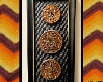 Vintage British Coin Wall Hanging Midcentury Vacuform Coventry Ware Made in USA