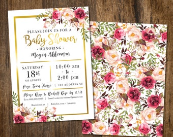 Floral Bridal or Baby shower Invitation