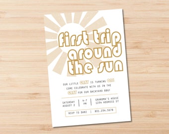 First Trip Around the Sun Birthday Invitation