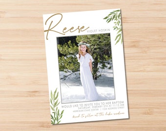 Greenery Baptism Invitation