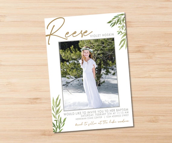 Greenery Baptism Invitation