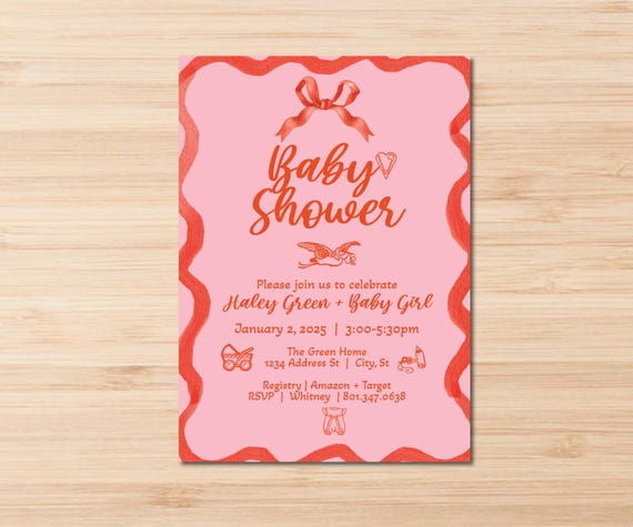 Pinky pink shower or party Invitation