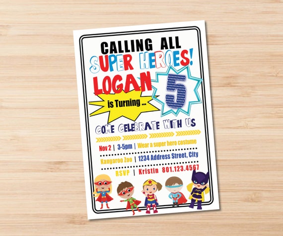 Tiny Super Hero Birthday Invitation