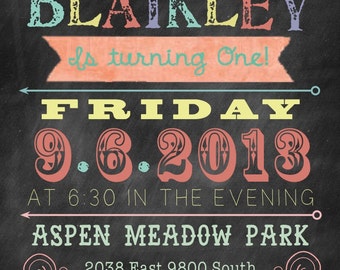 Chalkboard Birthday Invitation 5x7