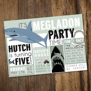 Megladon Shark Birthday Invitation