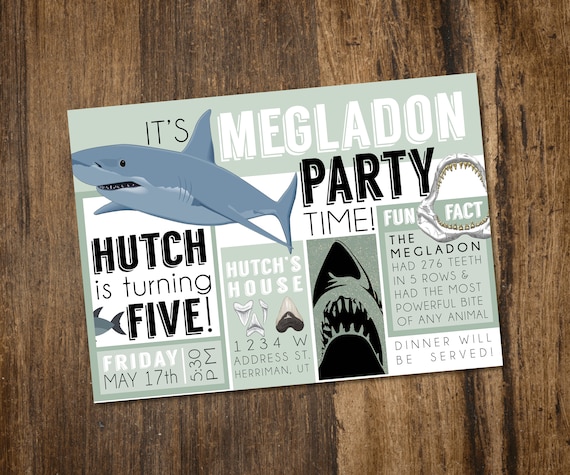 Megladon Shark Birthday Invitation