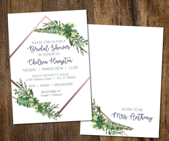 Rose Gold shower or blessing Invitation