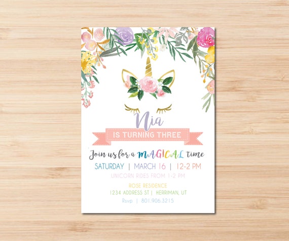 Unicorn Birthday Invitation