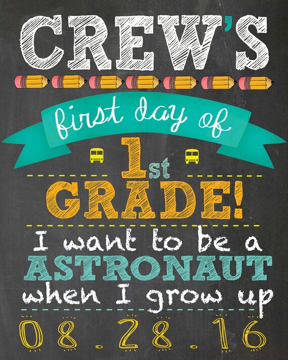 First Day of School Chalkboard Sign DIGITAL 12x15