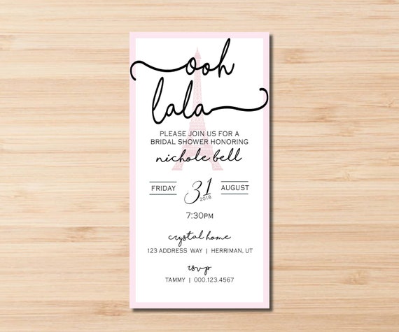 Paris Theme Bridal Shower Invitation