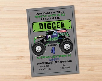 Monster Truck Birthday Invitation