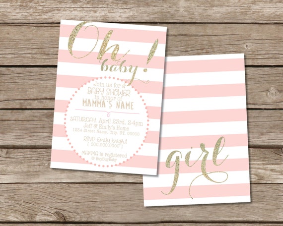 Oh Baby! Pink and Gold Baby Shower invitation