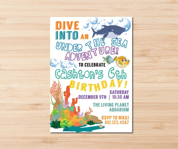 Under the Sea Theme Birthday party Invitation