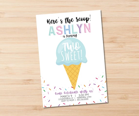 Ice Cream Theme Birthday Invitation