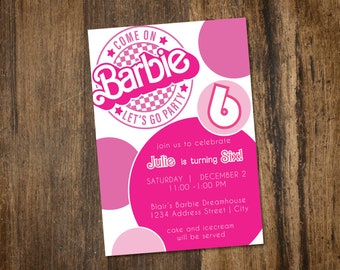 Barbie theme Birthday Invitation