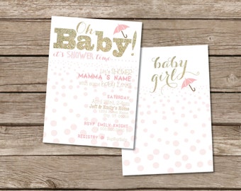 Pink and Gold "dots" Baby Shower Invitation