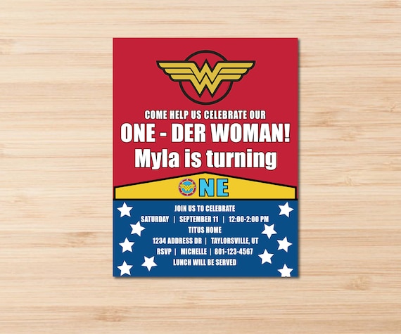 Wonder Woman Theme Birthday party Invitation