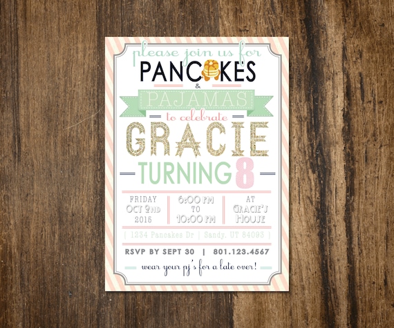 Pancakes and Pajamas Birthday Invitation