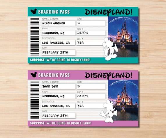 Surpise ticket to Disneyland Invitation
