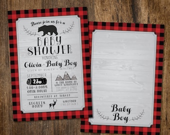 Plaid shower OR Birthday party Invitation