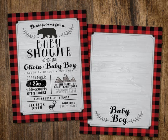 Plaid shower OR Birthday party Invitation