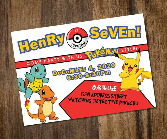 Pokemon Birthday party Invitation
