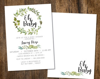 Greenery Briday or Baby shower Invitation
