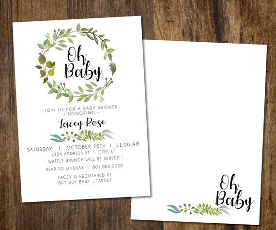 Greenery Briday or Baby shower Invitation