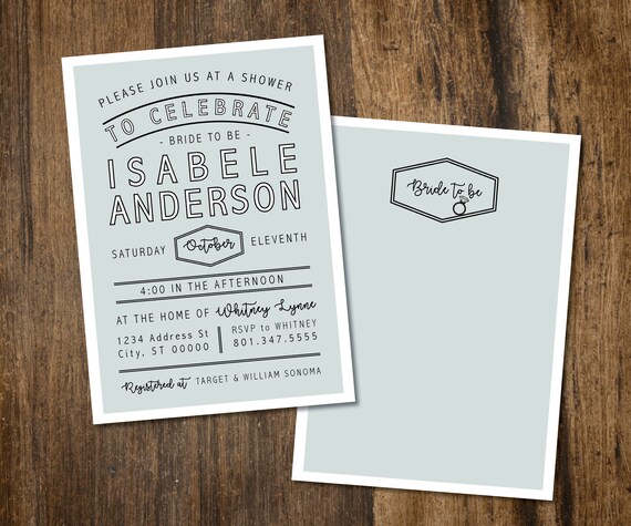 Simple Modern Bridal or Baby Shower Invitation